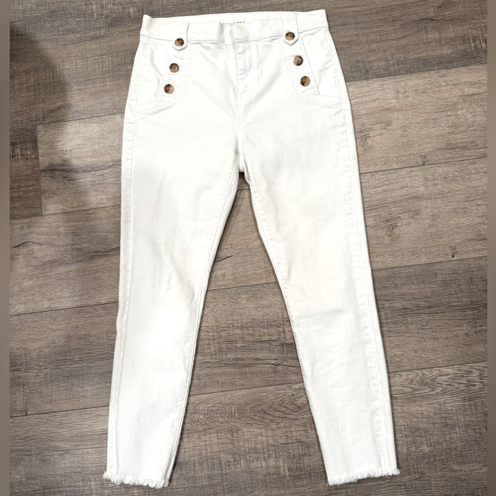 Ann Taylor Loft High Waist Sailor Pants, White, size 4